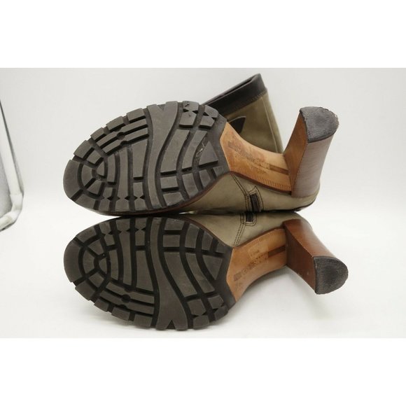 Manas Lea Foscati Brown Leather Zip Up Buckle Block Heel Boots Women's 37 / 7 - Picture 10 of 11